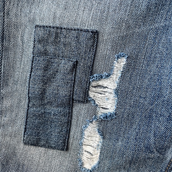 Mango Premium Patchwork Denim Nancy Relaxed Cropped Distressed Jeans Rivets 4 - Picture 8 of 14